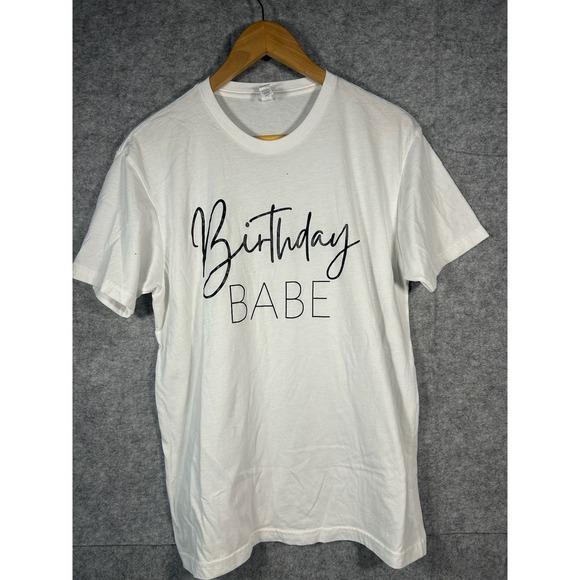 Next Level Apparel Tops - Birthday Babe Graphic Tee‎ White Women's Size L